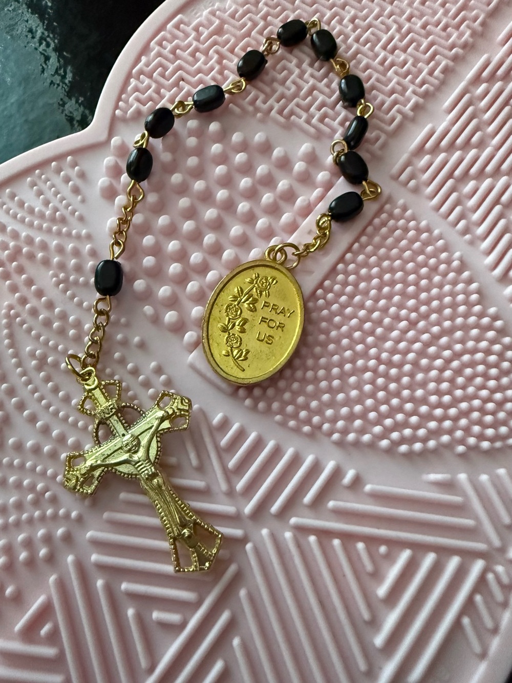 Vtg Catholic Prayer Beads & Crucifix Cross